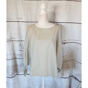 Lafayette 148 Paige Ithaca Gingham Check Blouse Size Large